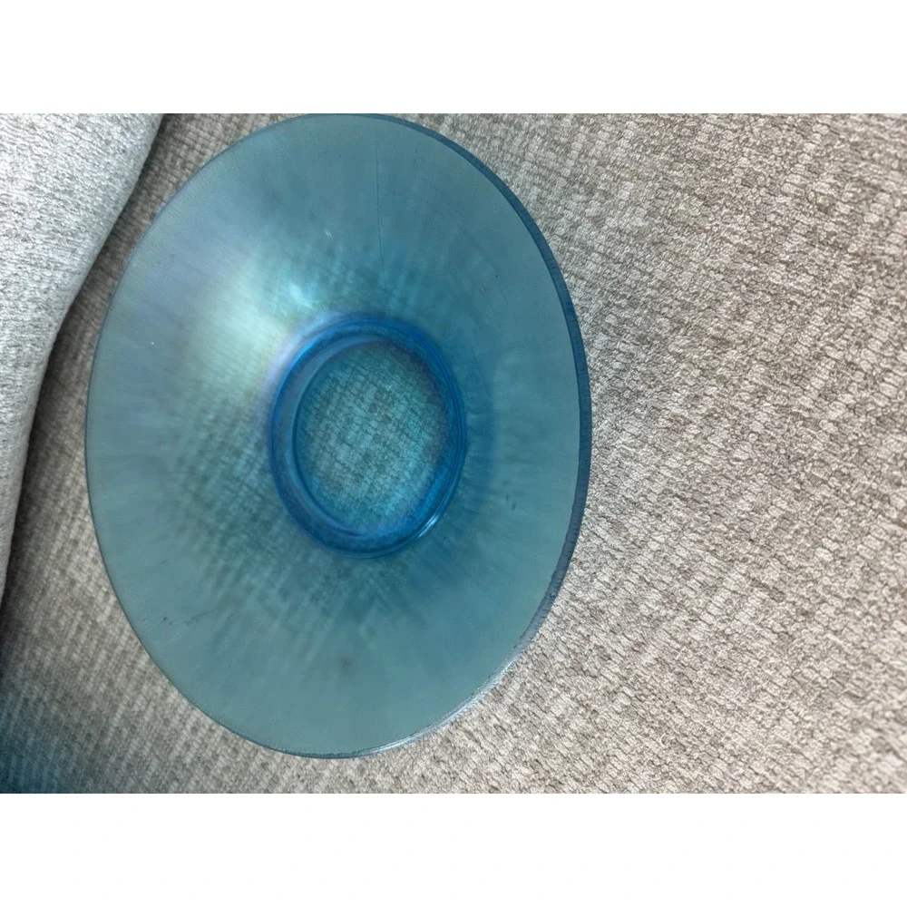 Vintage‎ Northwood Blue Iridescent Stretch Glass Console Bowl Opalescent 10